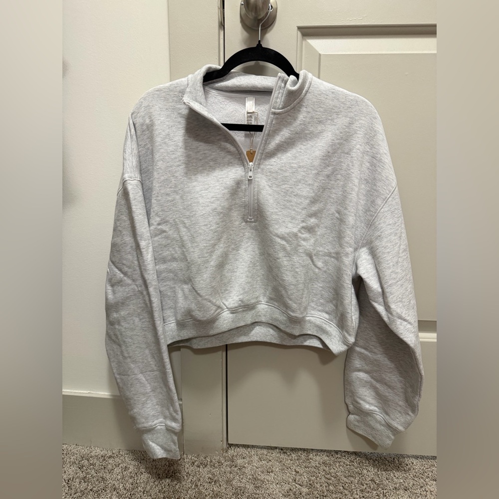 Skims X-Large Cotton Fleece Cropped Half Zip Sweatshirt. 💕⚡️